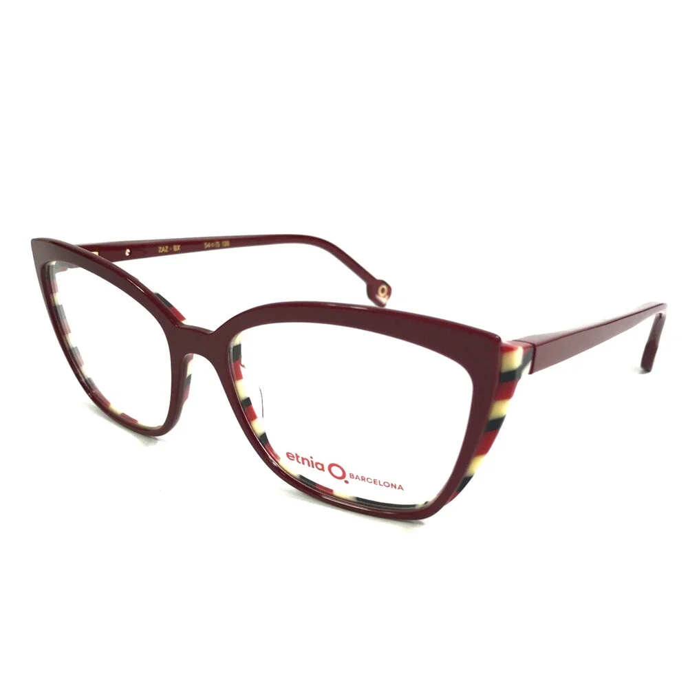 Etnia Barcelona Eyeglasses Frames ZAZ BX Bordeaux Red Cat Eye Full Rim 54-15-138